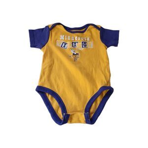 NFL Minnesota Vikings Baby One Piece 18 Months Bodysuit Yellow Purple Trim